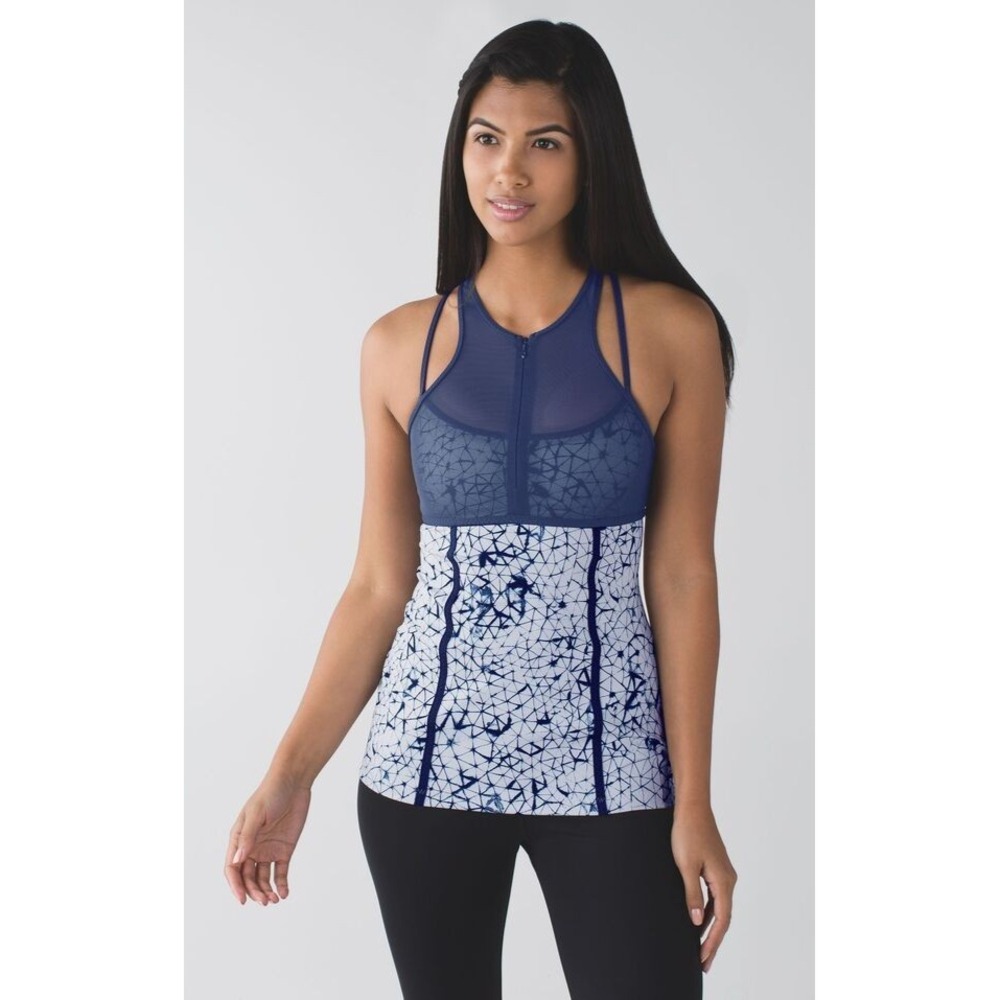 Lululemon Pedal Pace Tank Women's 4 Star Crushed Silver Sleeveless Front Zip